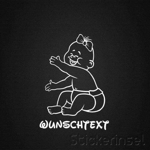 Stickerinsel_Autoaufkleber Baby mit Masche sitzend Mädchen
