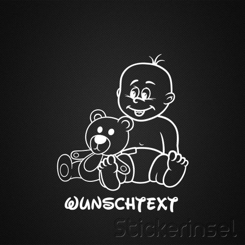 Stickerinsel_Autoaufkleber Baby mit Stoffbär Junge