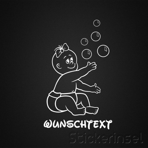 Stickerinsel_Autoaufkleber Baby mit Seifenblasen - Mädchen