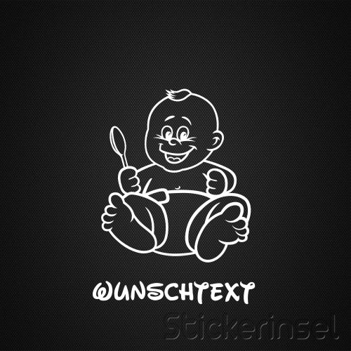 Stickerinsel_Autoaufkleber Baby sitzend mit Löffel Junge