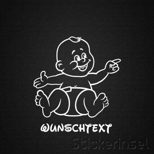 Stickerinsel_Autoaufkleber Baby zeigt mit Finger Junge