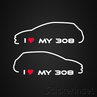 Stickerinsel_Autoaufkleber Silhouette Peugeot 308