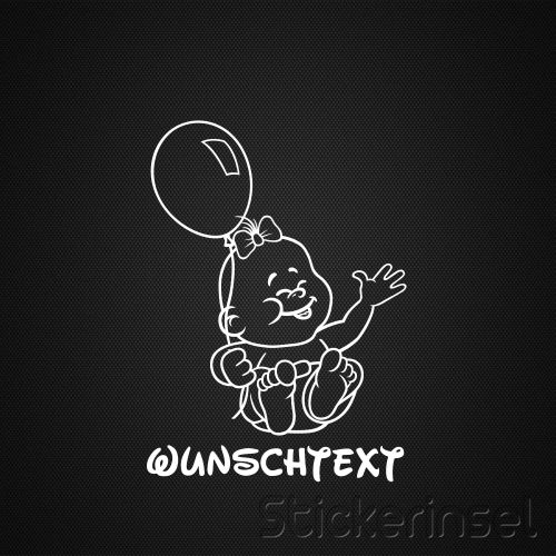 Stickerinsel_Autoaufkleber baby mit luftballon mädchen