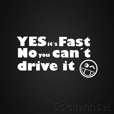 Stickerinsel_Autoaufkleber Yes its fast no you cant drive it