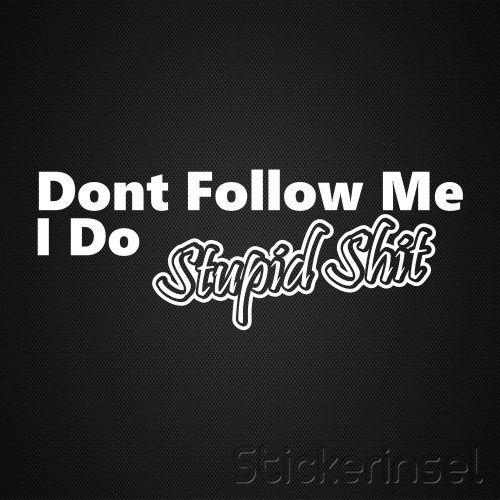 Stickerinsel_Autoaufkleber Dont follow me i do stupid shit