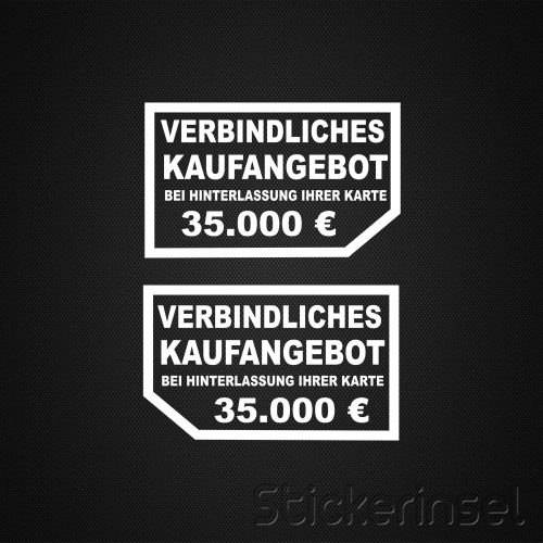 Stickerinsel_ Autoaufkelber Verbindliches Kaufangebot