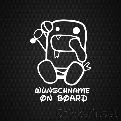 Stickerinsel_Autoaufkleber_Baby Domo Kun mit Wunschname